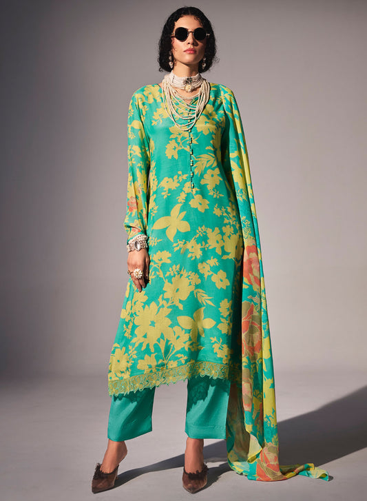 Muslin Silk Party Wear Unstitched Salwar Suit Material for Women