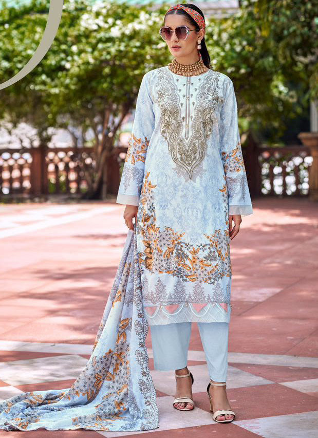 Cotton Pakistani Suit Unstitched Material for Women with Embroidery Patch