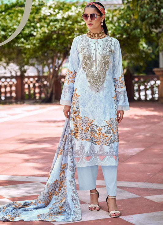 Cotton Pakistani Suit Unstitched Material for Women with Embroidery Patch