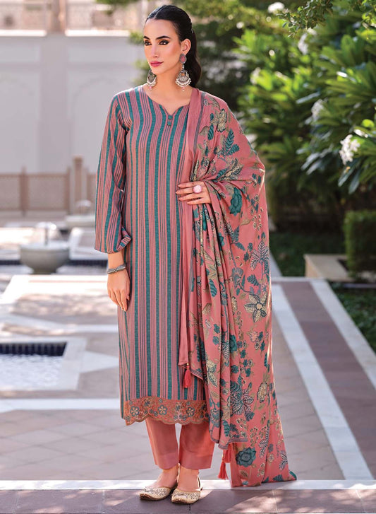 Women Unstitched Pashmina Winter Suit Dress Material with Embroidery