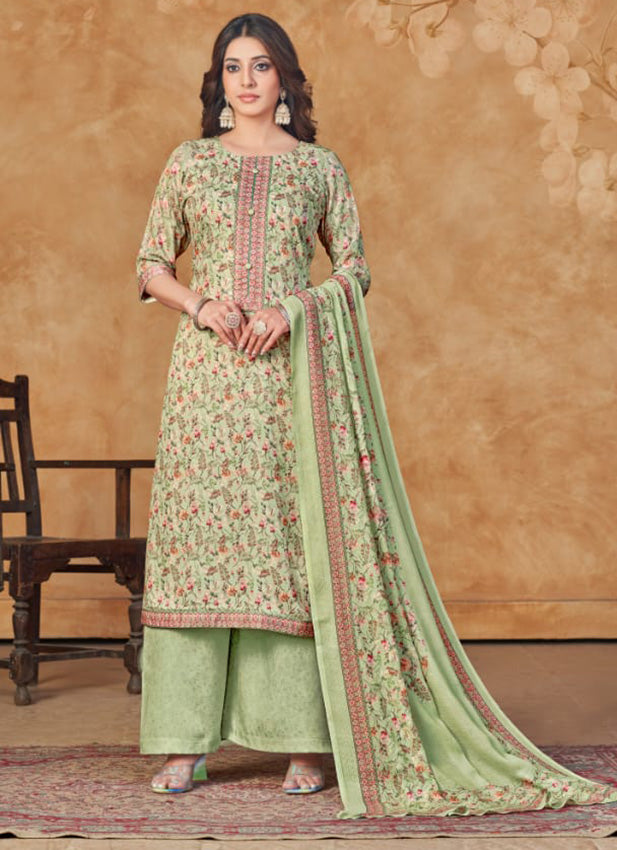 Rivaa Green Unstitched Pashmina Winter Suit Dress Material for Ladies Rivaa