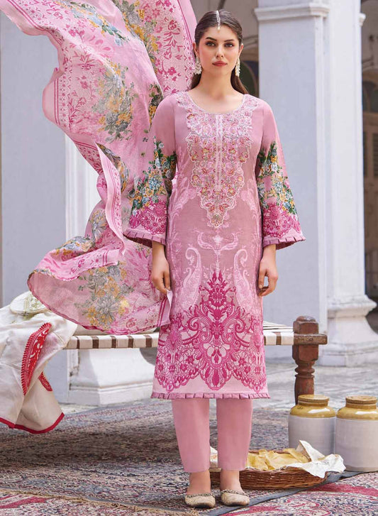 Pakistani Print Unstitched Pure Cotton Suit Dress Material with Embroidery