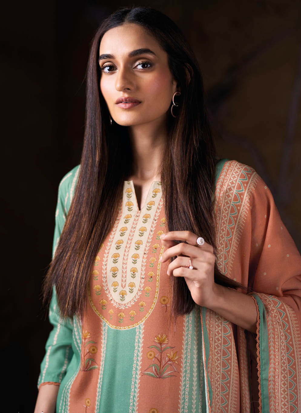 Ganga Unstitched Winter Woolen Pashmina Salwar Suit Material for Women