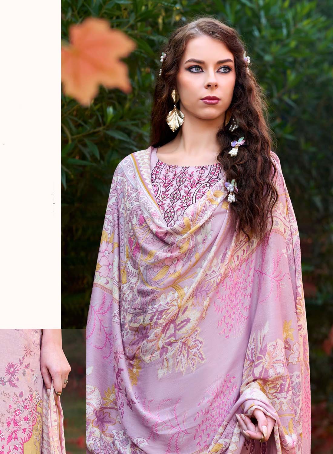 Pakistani Pure Cotton Unstitched Suit Dress Material with Embroidery Purple