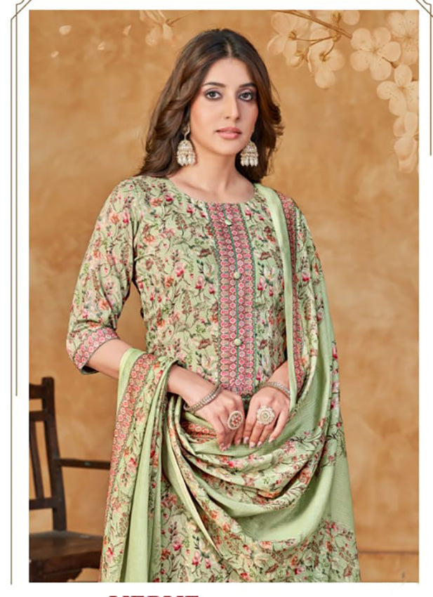Rivaa Green Unstitched Pashmina Winter Suit Dress Material for Ladies Rivaa