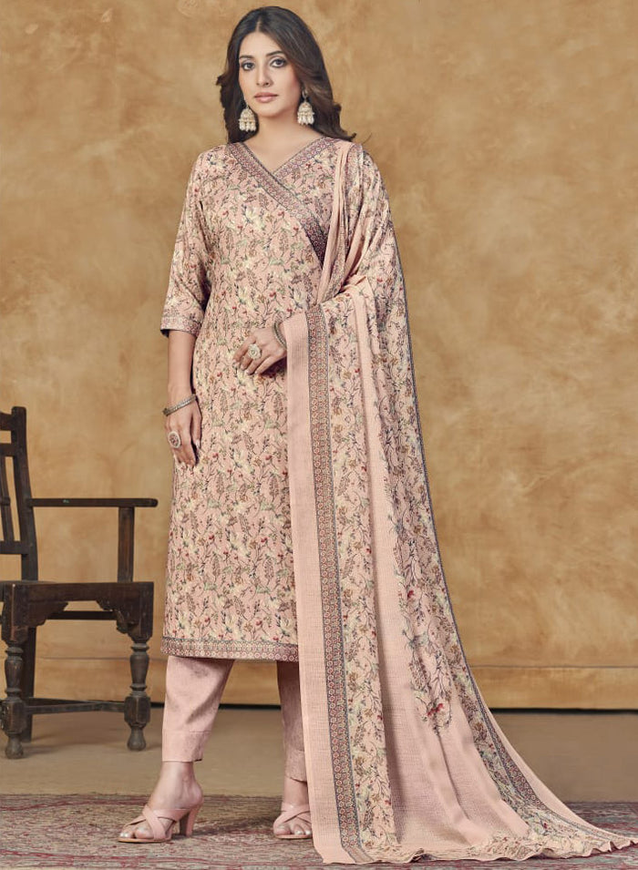 Women's Unstitched Cotton Satin Suit Dress Material with Dupatta