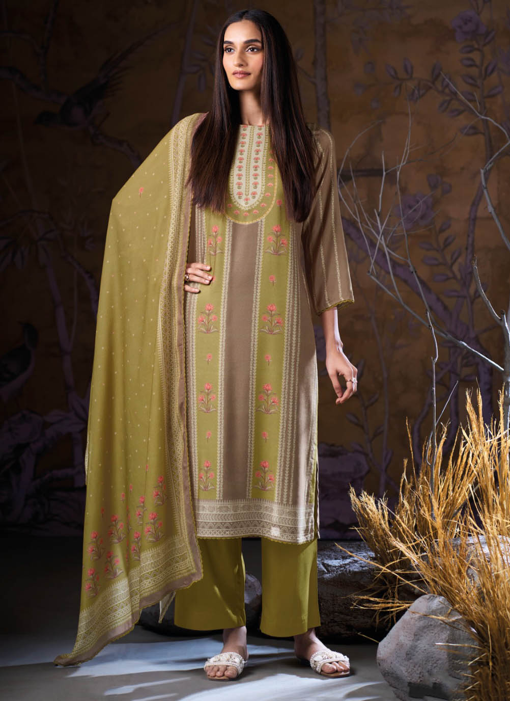 Ganga Unstitched Winter Woolen Pashmina Salwar Suit Dress Material