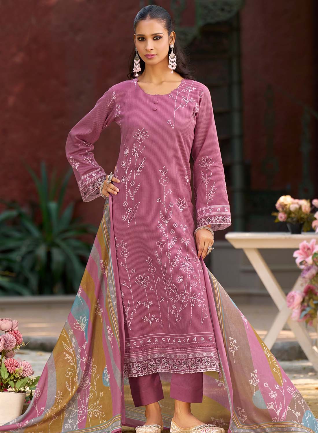 Lawn Cotton Unstitched Salwar Suit Material for Women with Dupatta