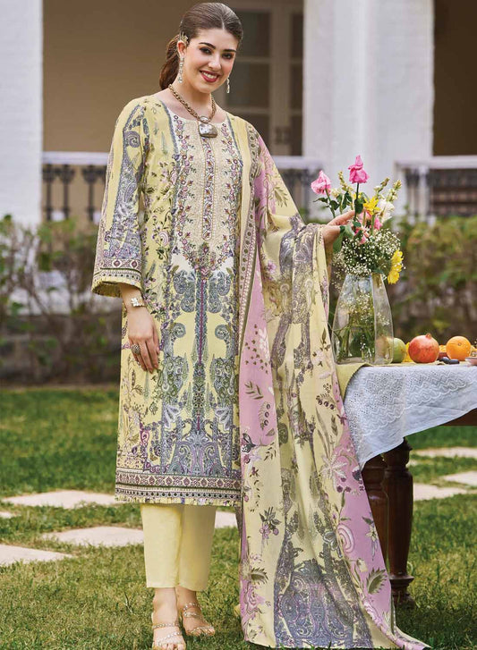 Pakistani Print Unstitched Pure Cotton Salwar Suit Dress Material with Embroidery