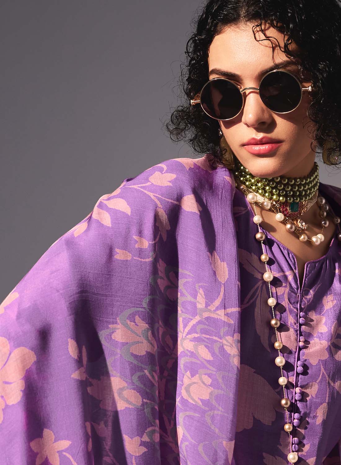Purple Muslin Silk Party Wear Unstitched Salwar Suit Material for Women