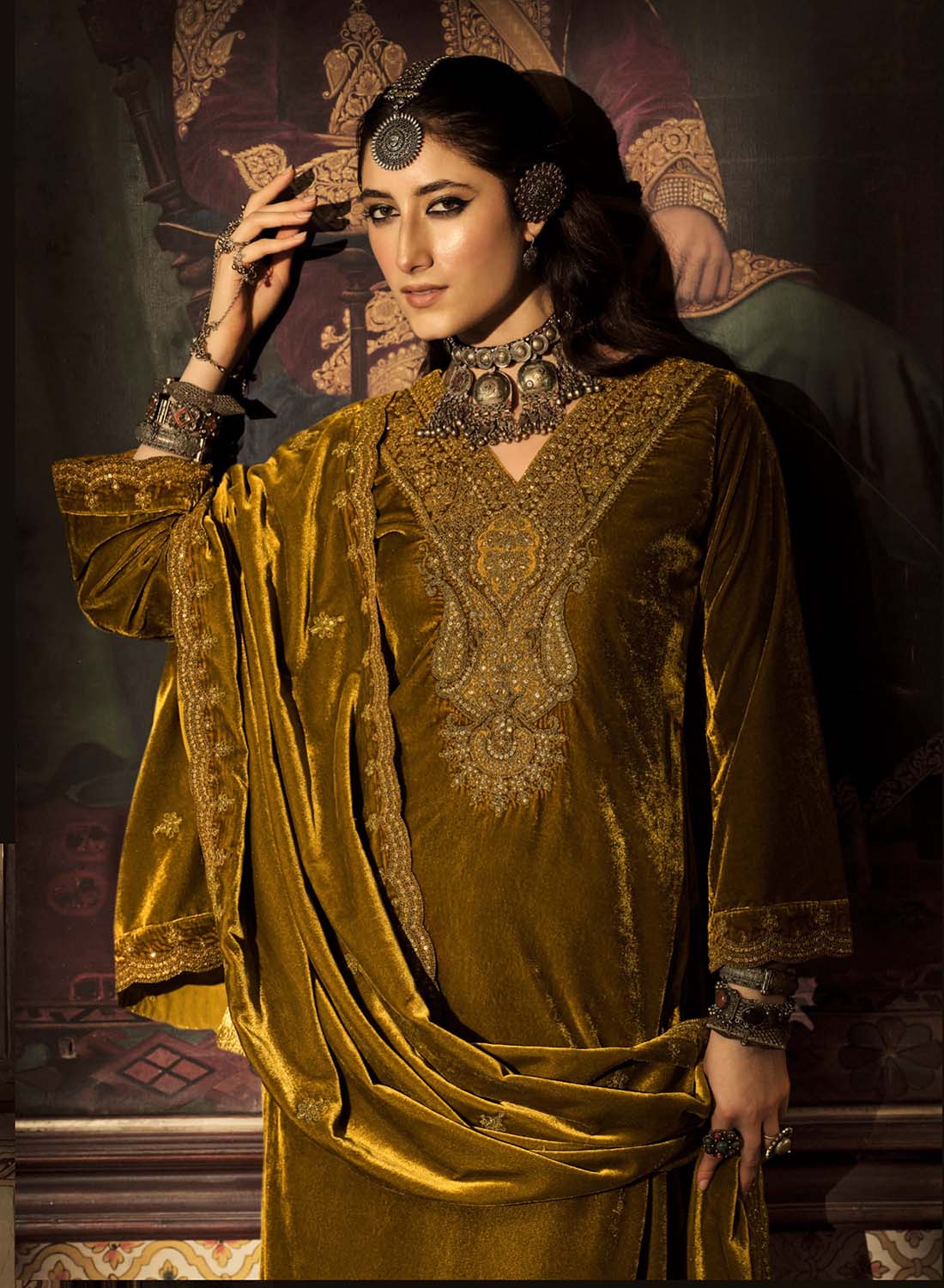 Party Wear Unstitched Winter Velvet Salwar Suit Set Material for Women