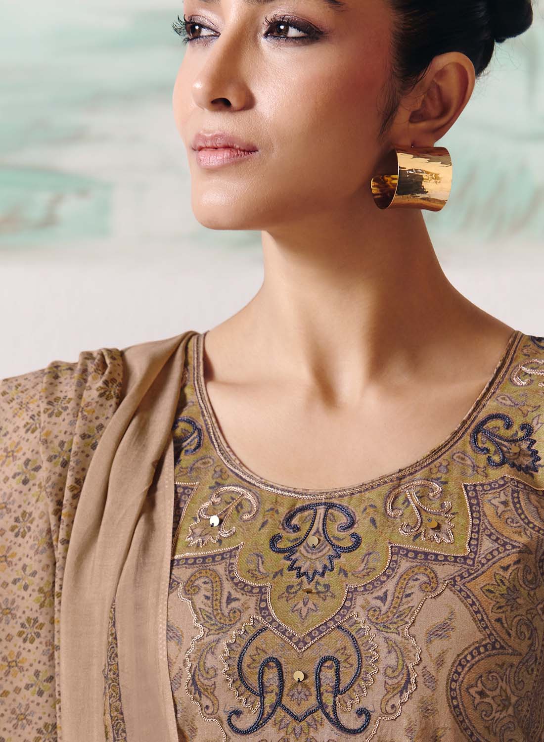 Pure Cotton Unstitched Salwar Suit Set Material with Muslin Dupatta