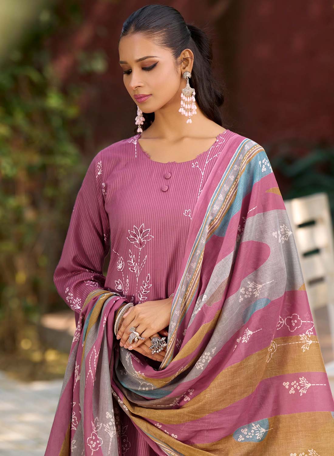 Lawn Cotton Unstitched Salwar Suit Material for Women with Dupatta