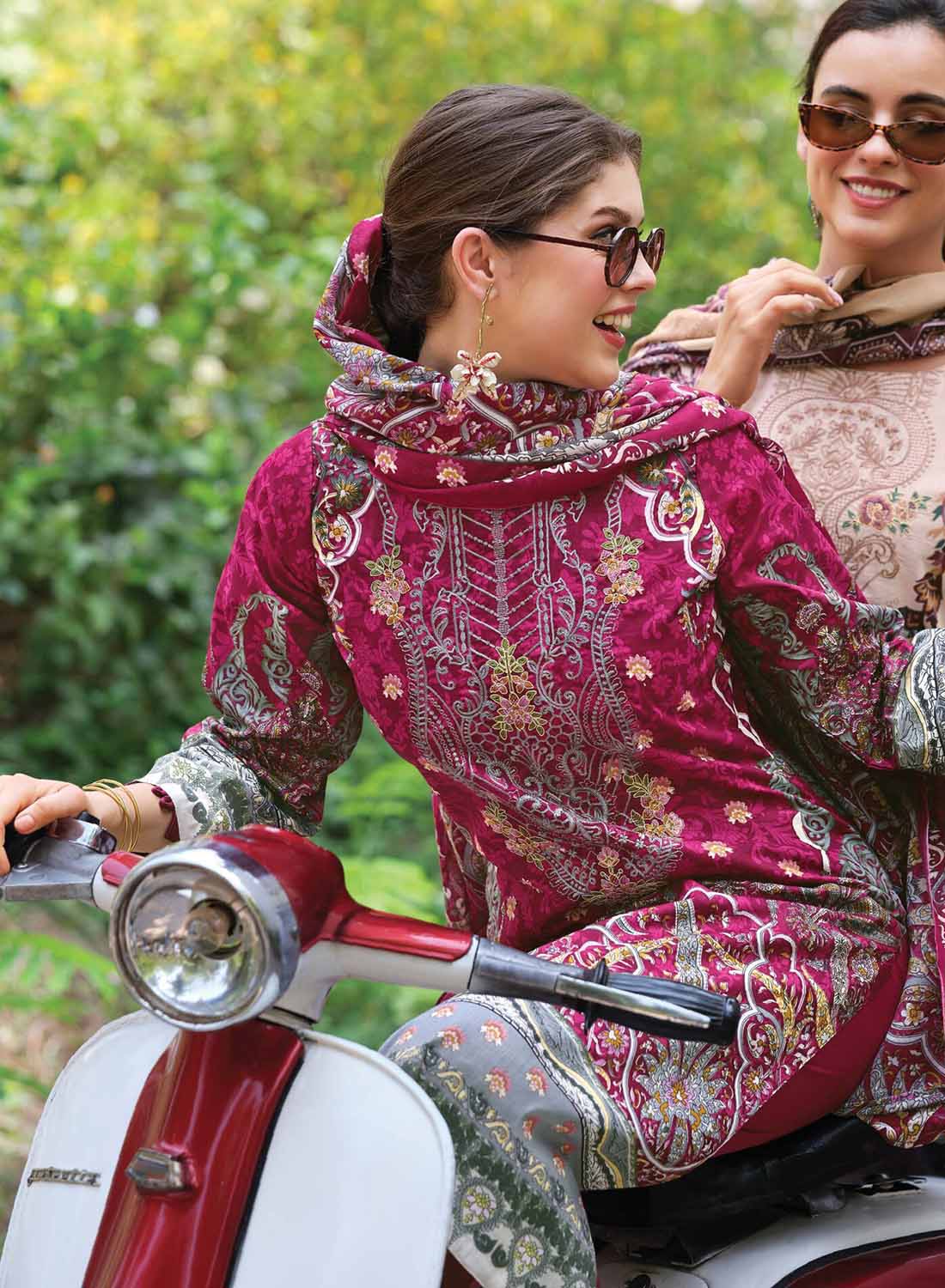 Pakistani Print Pure Cotton Unstitched Salwar Suit Material with Embroidery
