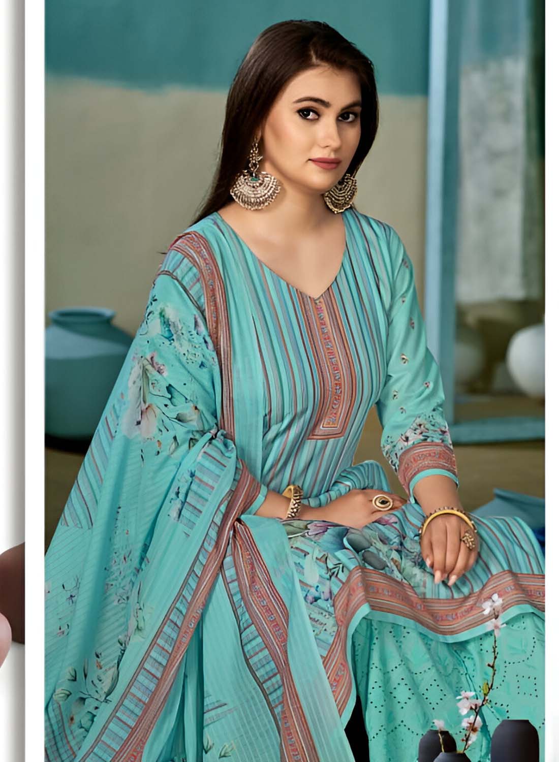 Rivaa Pure Cotton Printed Unstitched Suit Dress Material with Dupatta