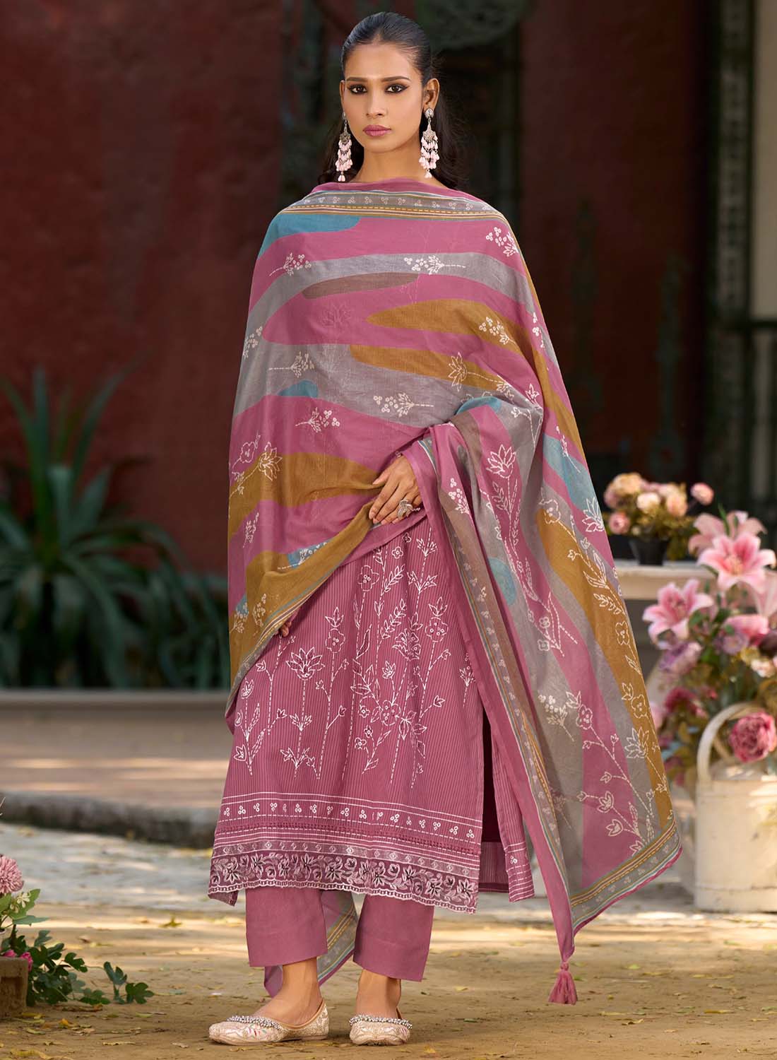 Lawn Cotton Unstitched Salwar Suit Material for Women with Dupatta