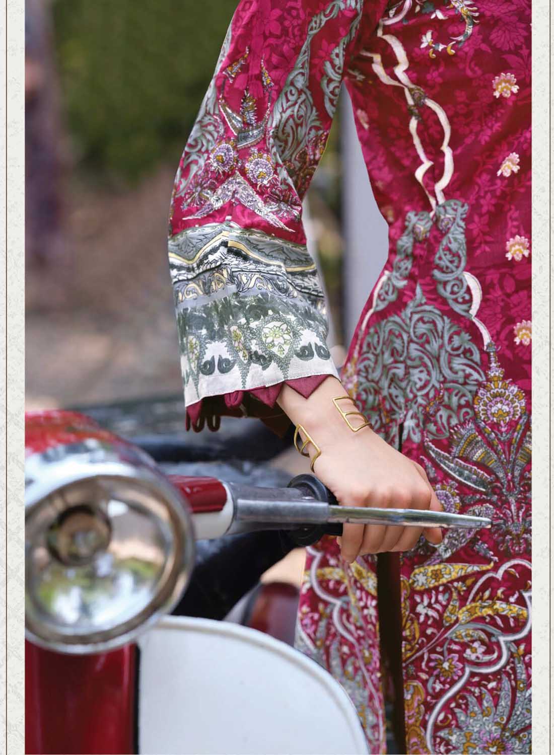 Pakistani Print Pure Cotton Unstitched Salwar Suit Material with Embroidery