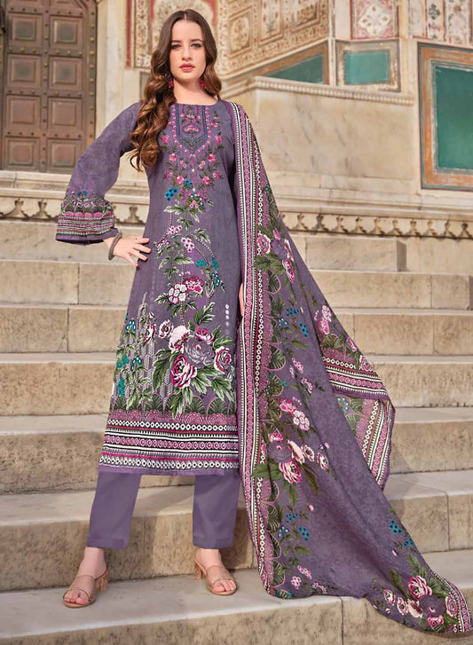Women's Pakistani Print Unstitched Cotton Salwar Suit Set