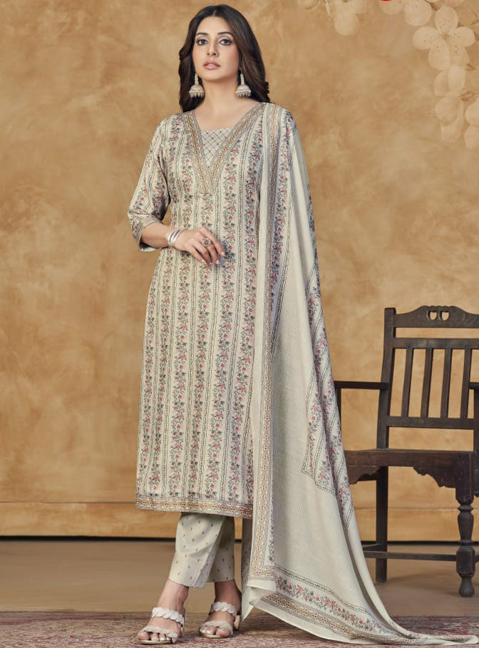 Women's Cotton Satin Unstitched Suit Dress Material with Dupatta