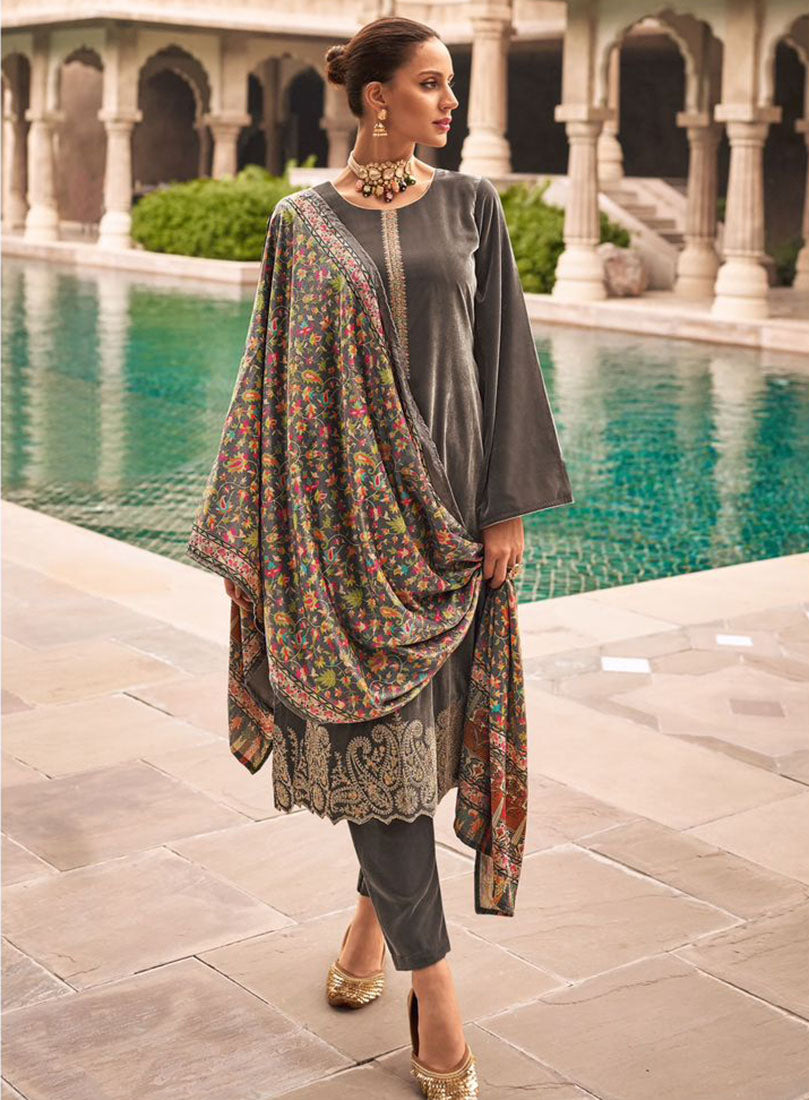 Mumtaz Arts Party Wear Velvet Salwar Suit Dress Material Women Mumtaz Arts