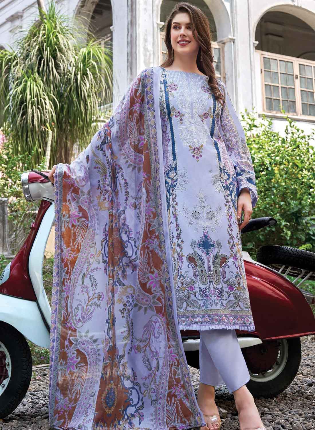 Pakistani Print Pure Cotton Unstitched Suit Dress Material with Embroidery