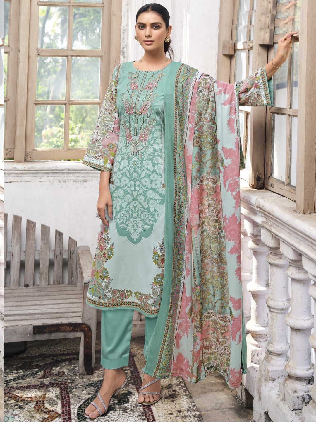 Belliza Cotton Pakistani Print Unstitched Women Suit Material Belliza