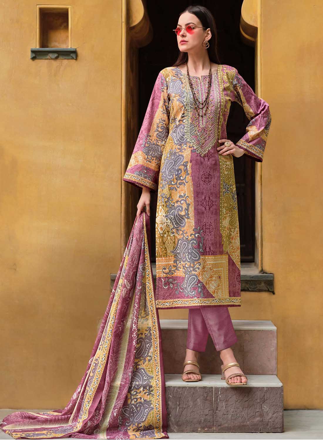 Pure Cotton Pakistani Print Unstitched Salwar Suit Dress Material
