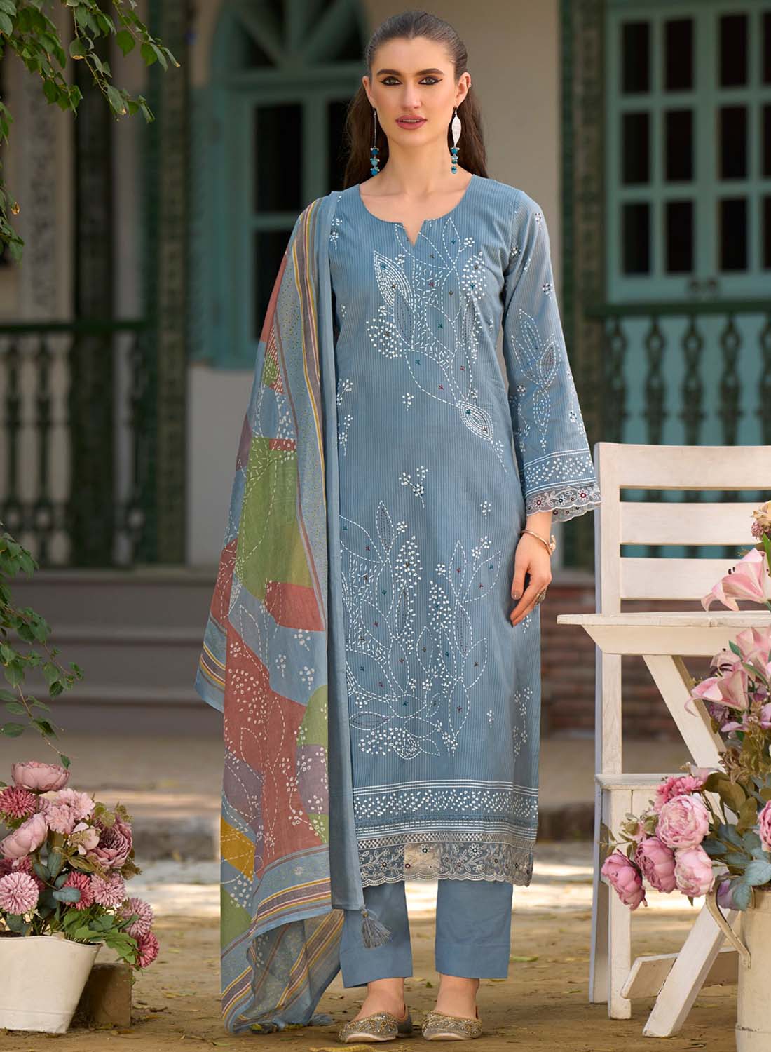 Summer Lawn Cotton Unstitched Salwar Suit Material for Women