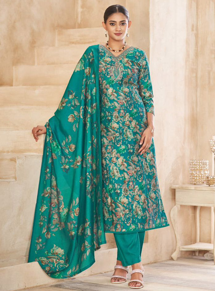 Fancy Modal Muslin Unstitched Salwar Suit Material with Dupatta