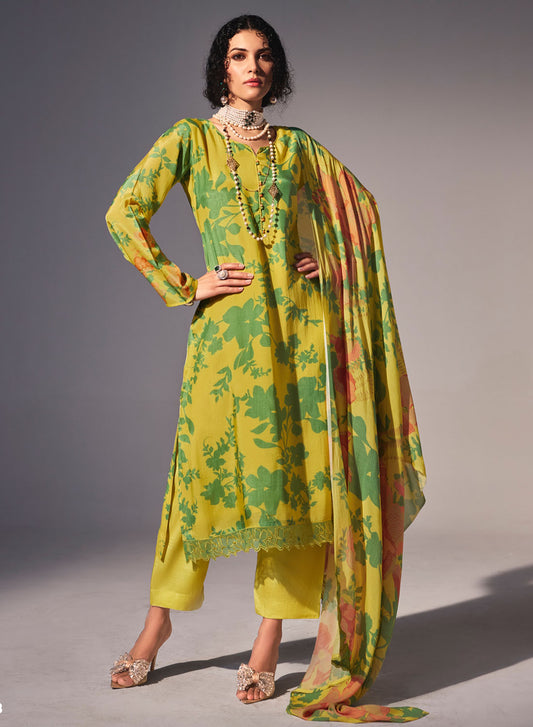 Muslin Silk Party Wear Unstitched Salwar Suit Dress Material for Women