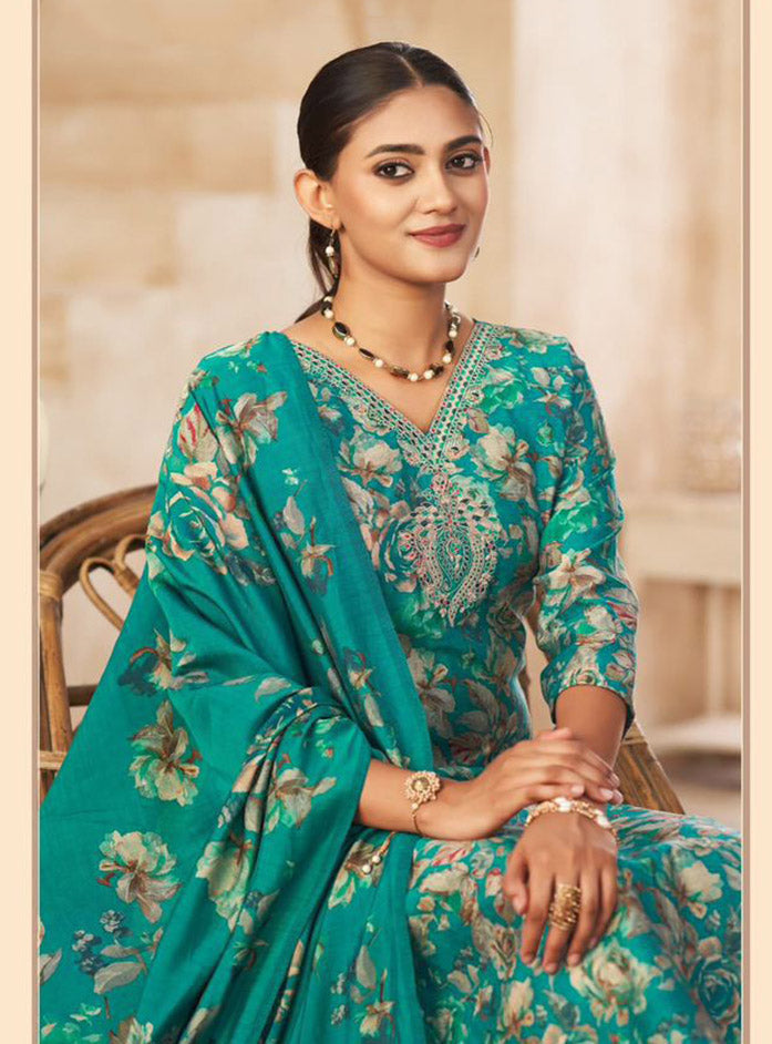 Fancy Modal Muslin Unstitched Salwar Suit Material with Dupatta