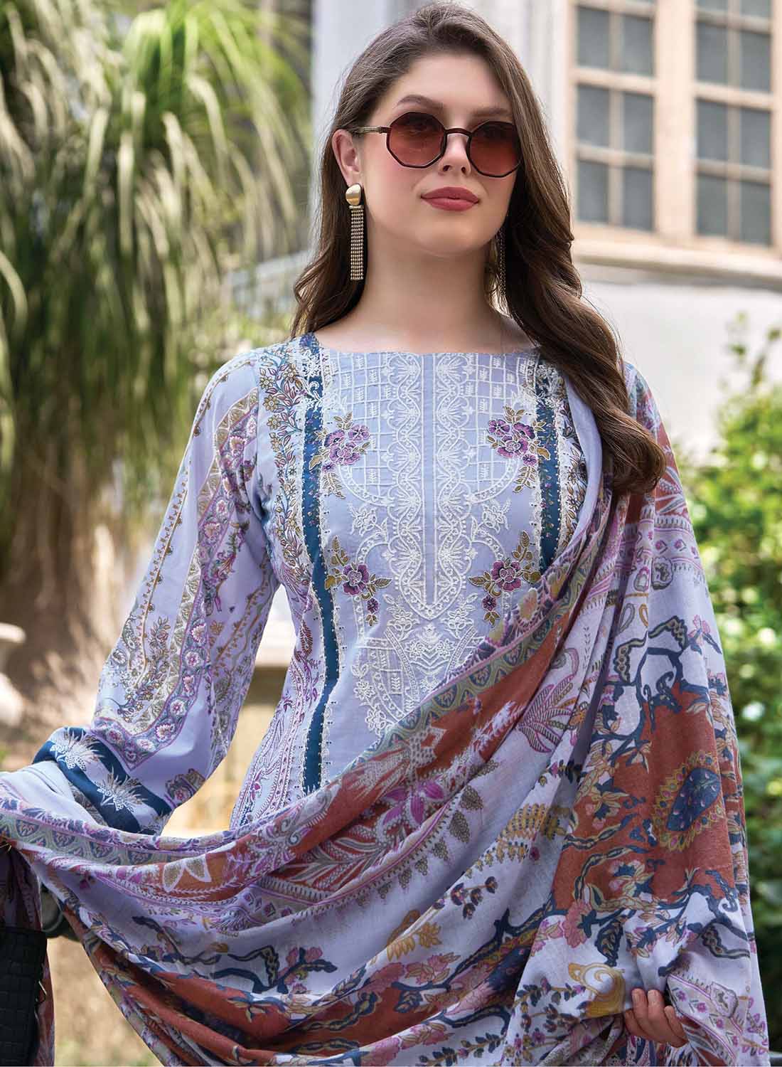 Pakistani Print Pure Cotton Unstitched Suit Dress Material with Embroidery