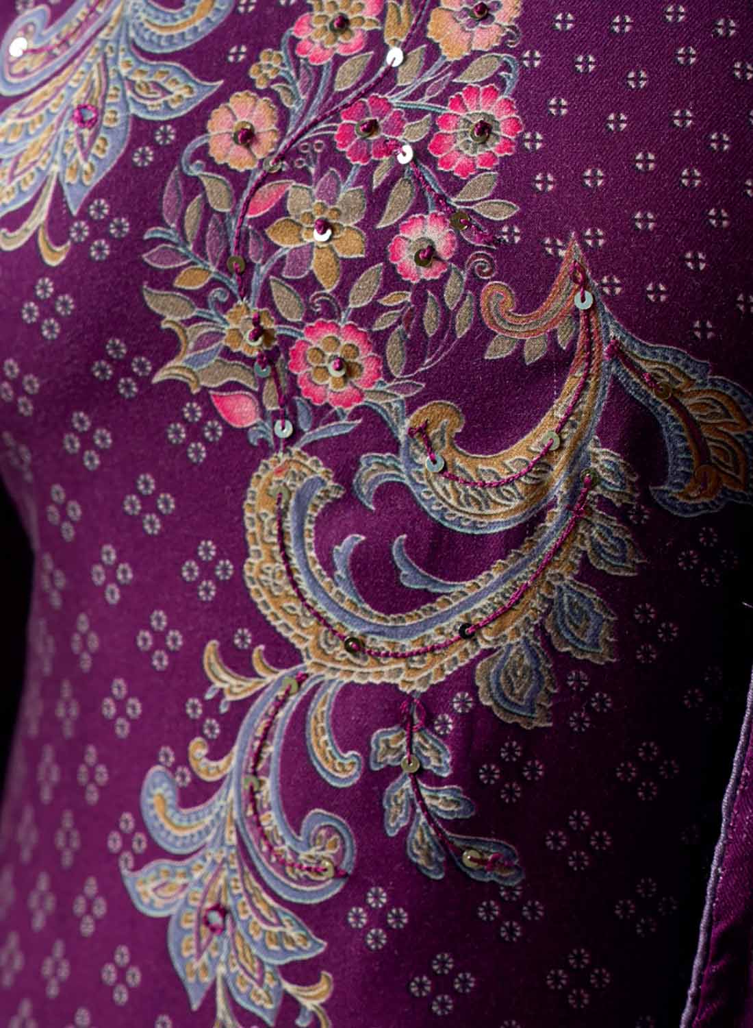 Violet Winter Pashmina Unstitched Salwar Suit Set Material for Women
