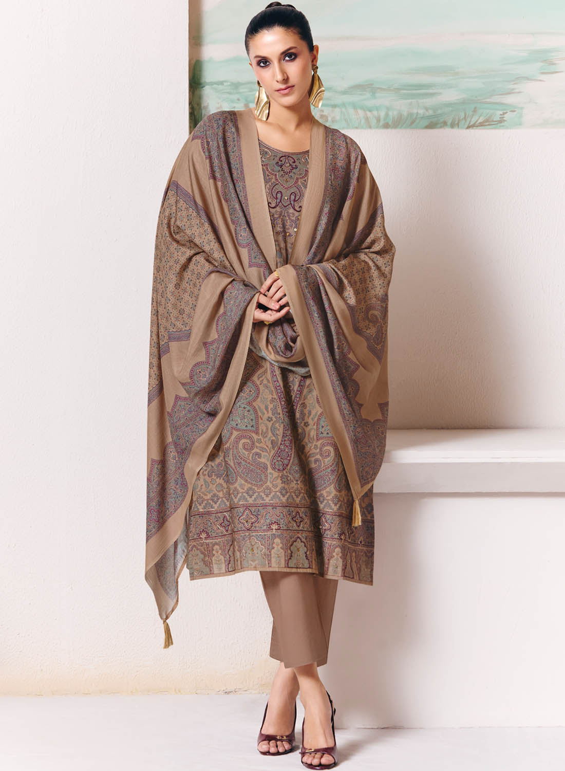 Pure Cotton Unstitched Salwar Suit Fabric Material with Muslin Dupatta