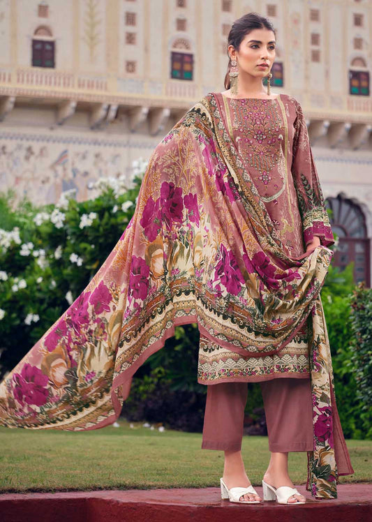 Cotton Pakistani Print Unstitched Embroidered Women Salwar Suit