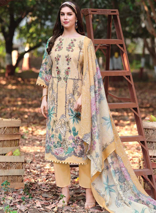 Pakistani Print Unstitched Pure Cotton Suit Dress Material with Dupatta