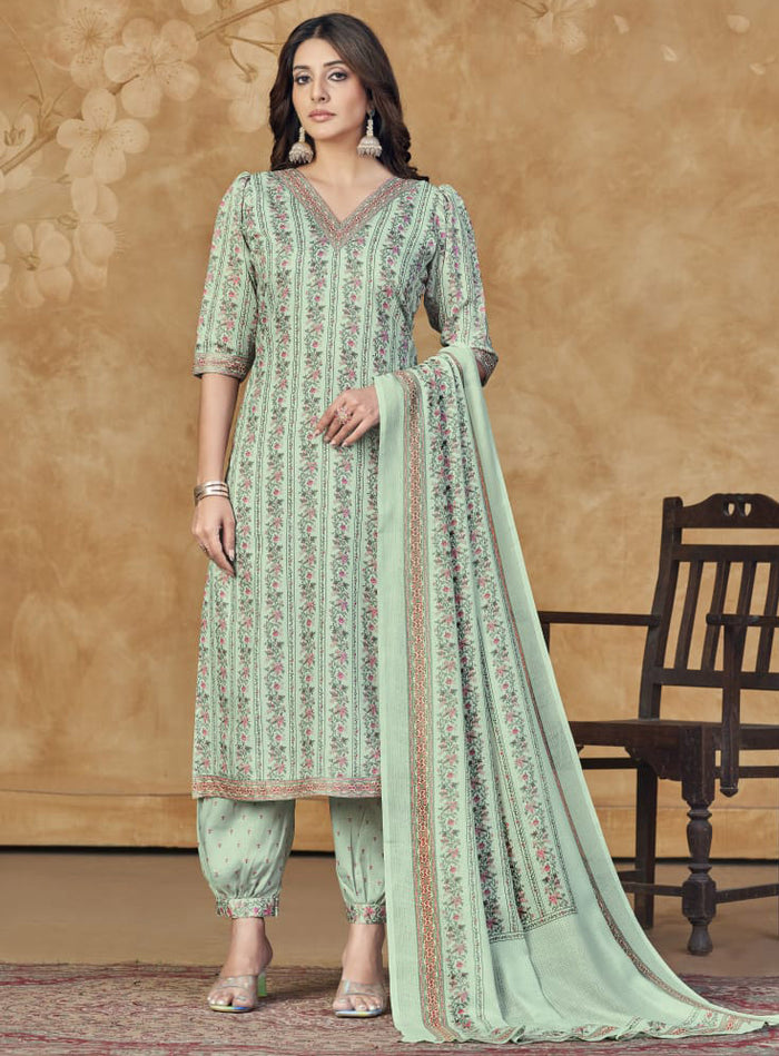 Women's Cotton Satin Unstitched Salwar Suit Material with Dupatta