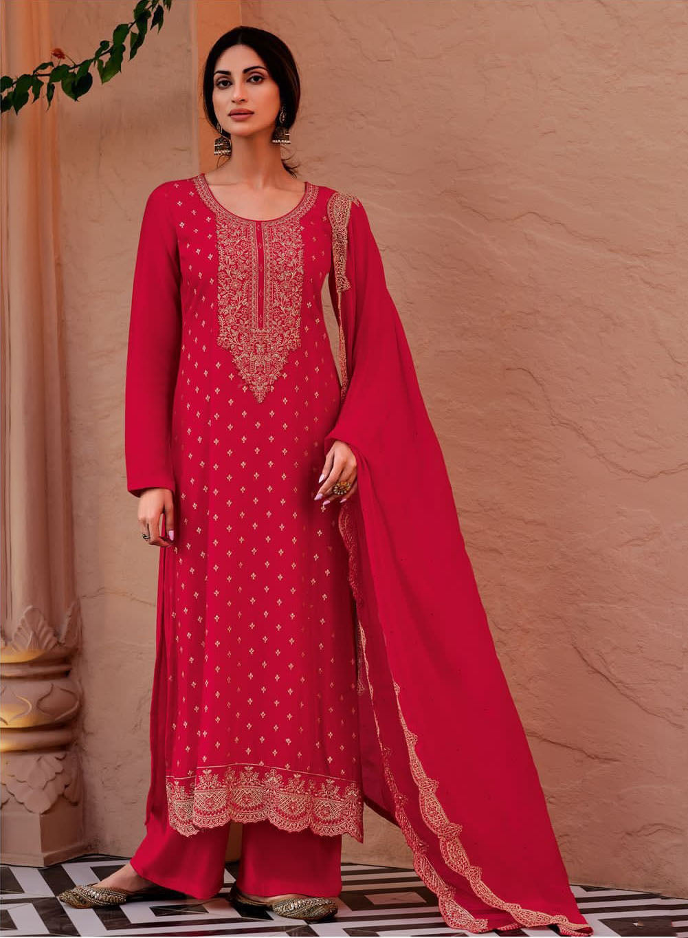 Party Wear Silk Unstitched Suit Dress Material with Dupatta for Women