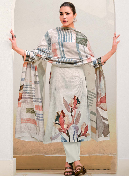 Unstitched Pure Cotton Suit Dress Material with Cotton Dupatta