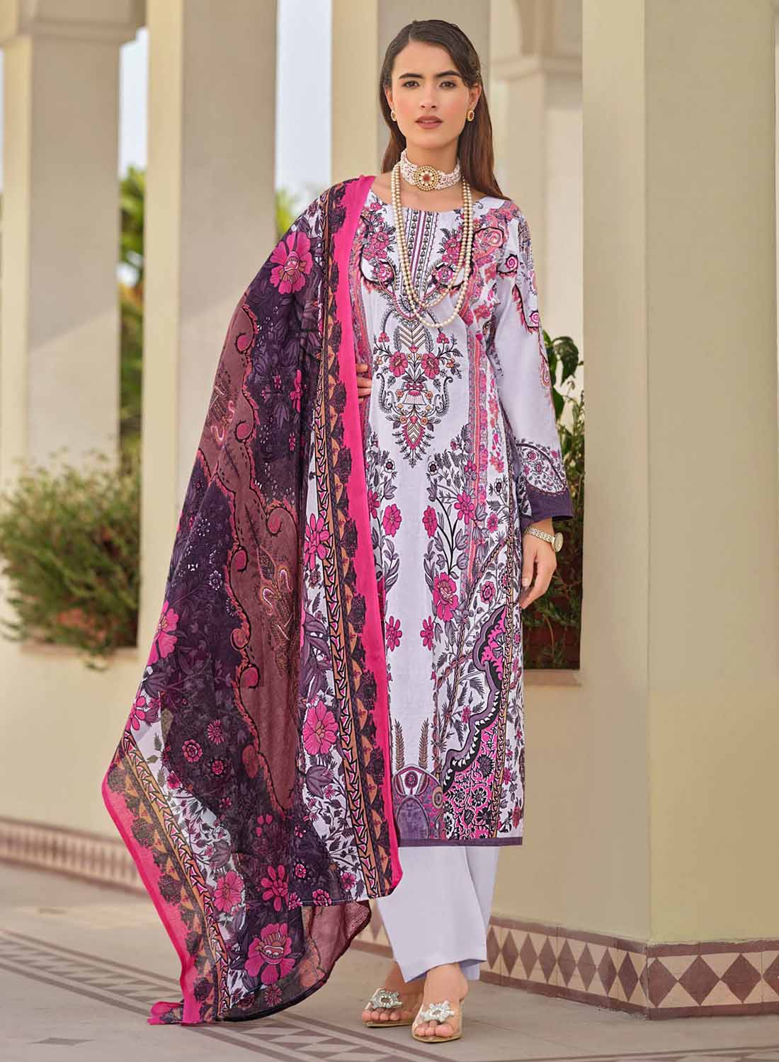 Women's Pakistani Print Unstitched Cotton Suit Dress Material