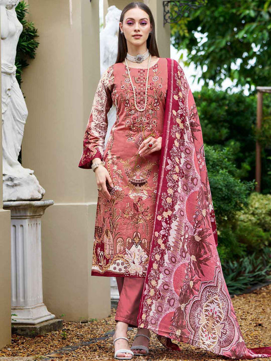 Women's Pakistani Print Unstitched Pure Cotton Suit Dress Material