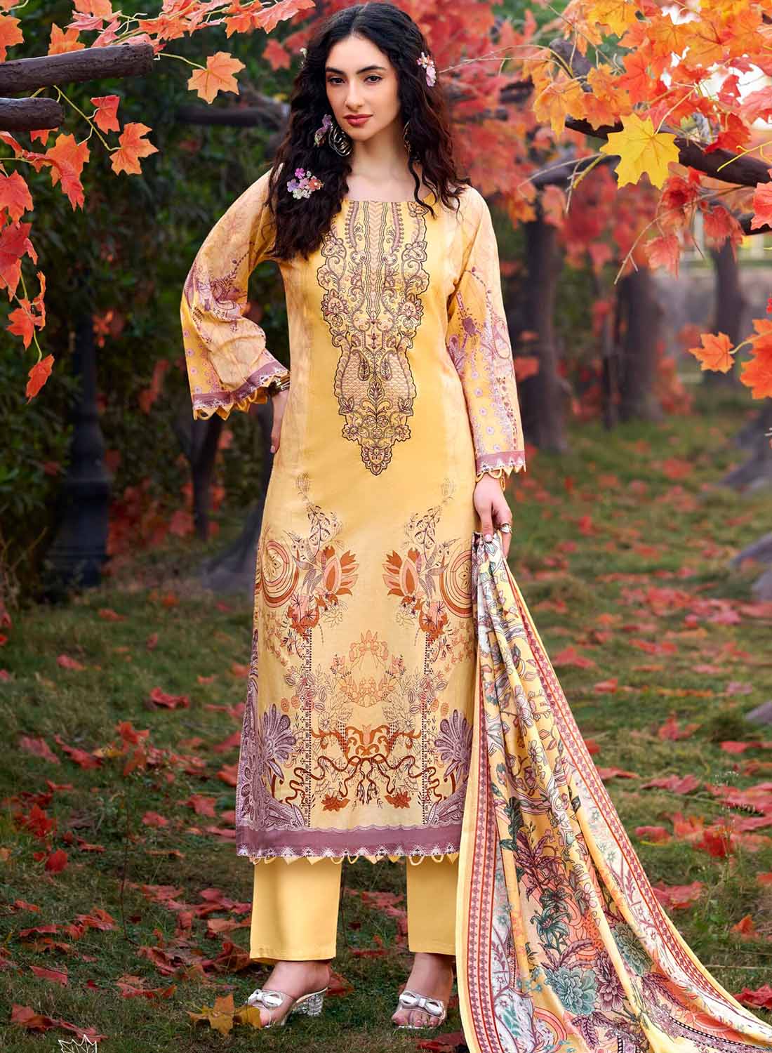 Pure Cotton Unstitched Pakistani Suit Dress Material with Embroidery