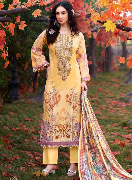 Pure Cotton Unstitched Pakistani Suit Dress Material with Embroidery