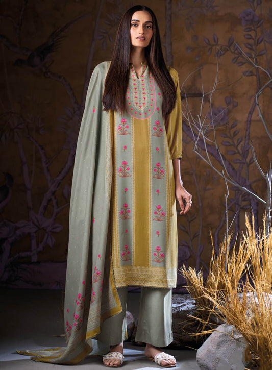 Ganga Winter Woolen Pashmina Unstitched Salwar Suit Set Material