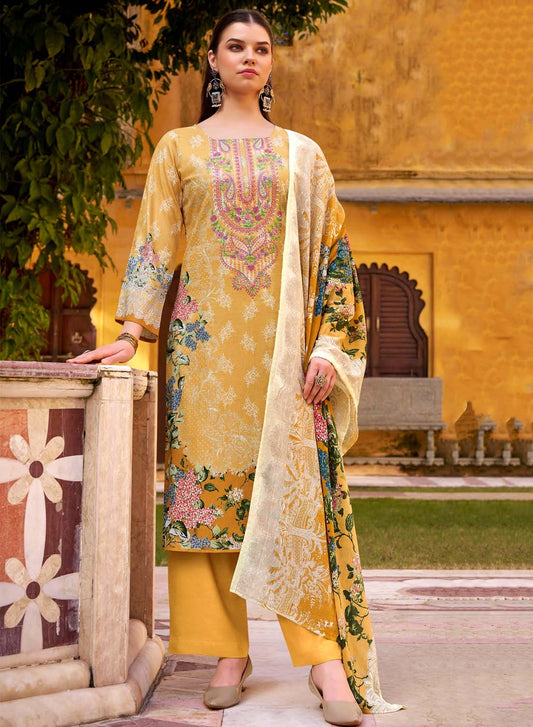 Pure Cotton Pakistani Print Unstitched Suit Material with Cotton Dupatta