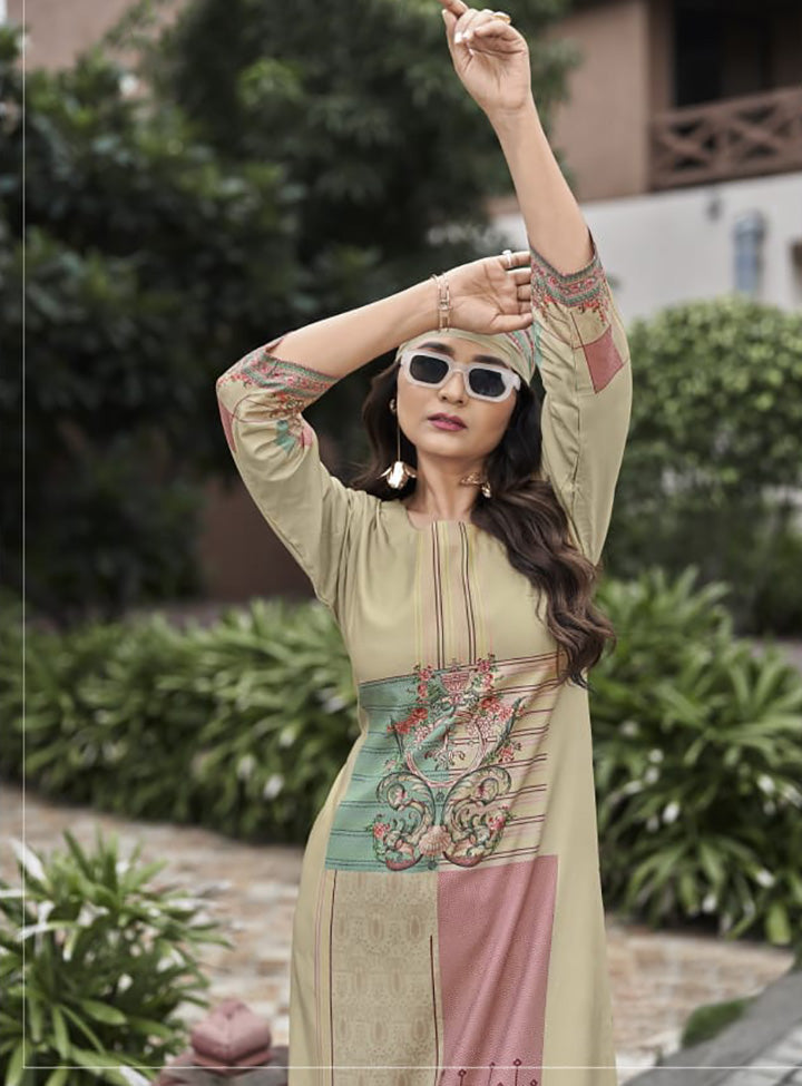 Brown Pashmina Unstitched Winter Salwar Suit Material with Muslin Dupatta