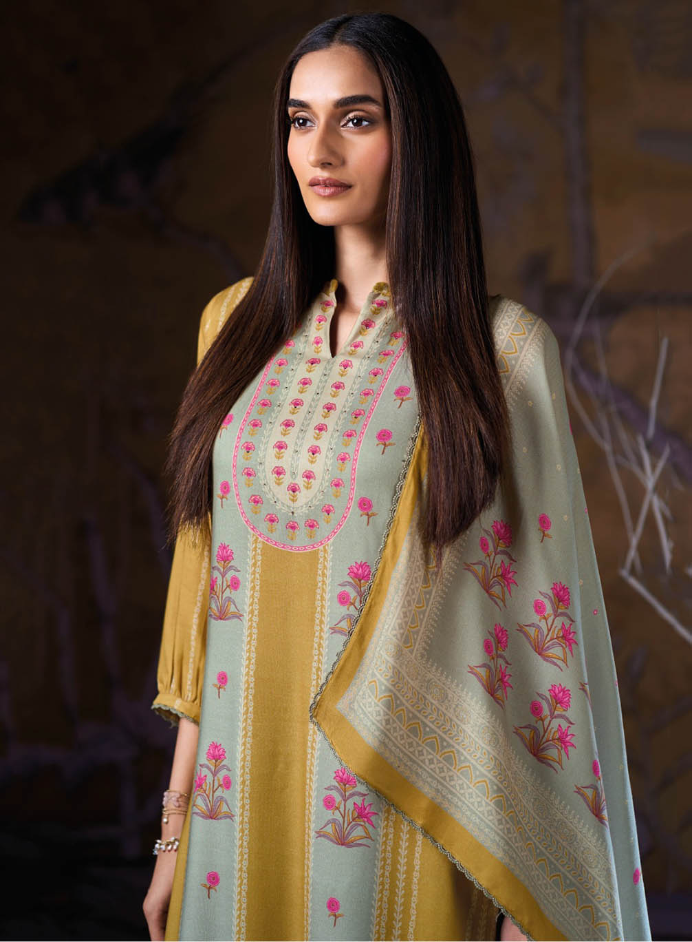 Ganga Winter Woolen Pashmina Unstitched Salwar Suit Set Material