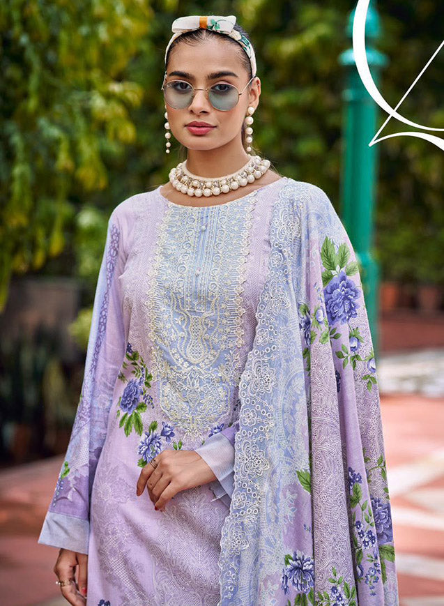Pure Cotton Pakistani Suit Unstitched Material with Embroidery Patch