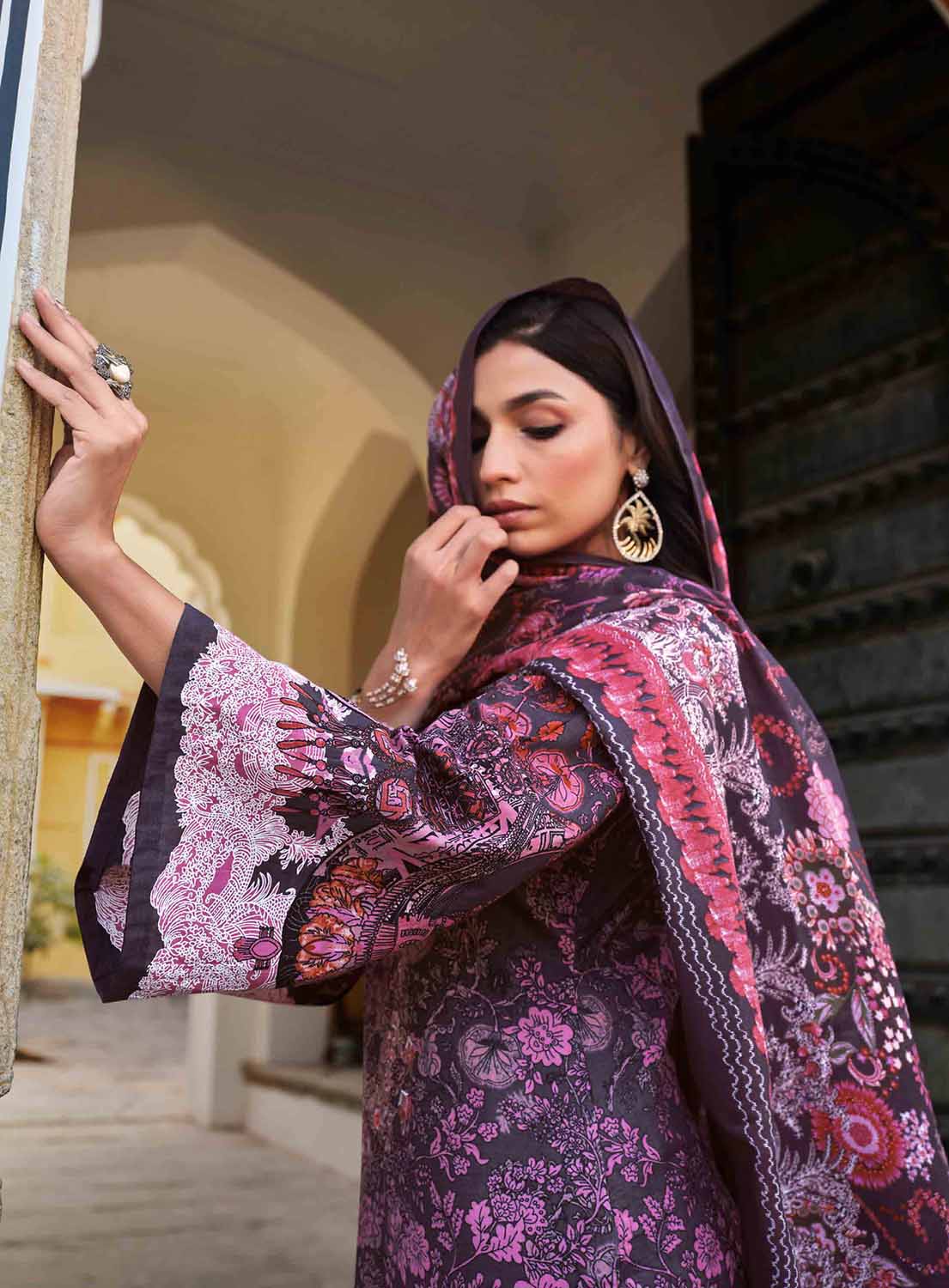 Belliza Pakistani Print Embroidered Unstitched Women Cotton Suit Material Belliza