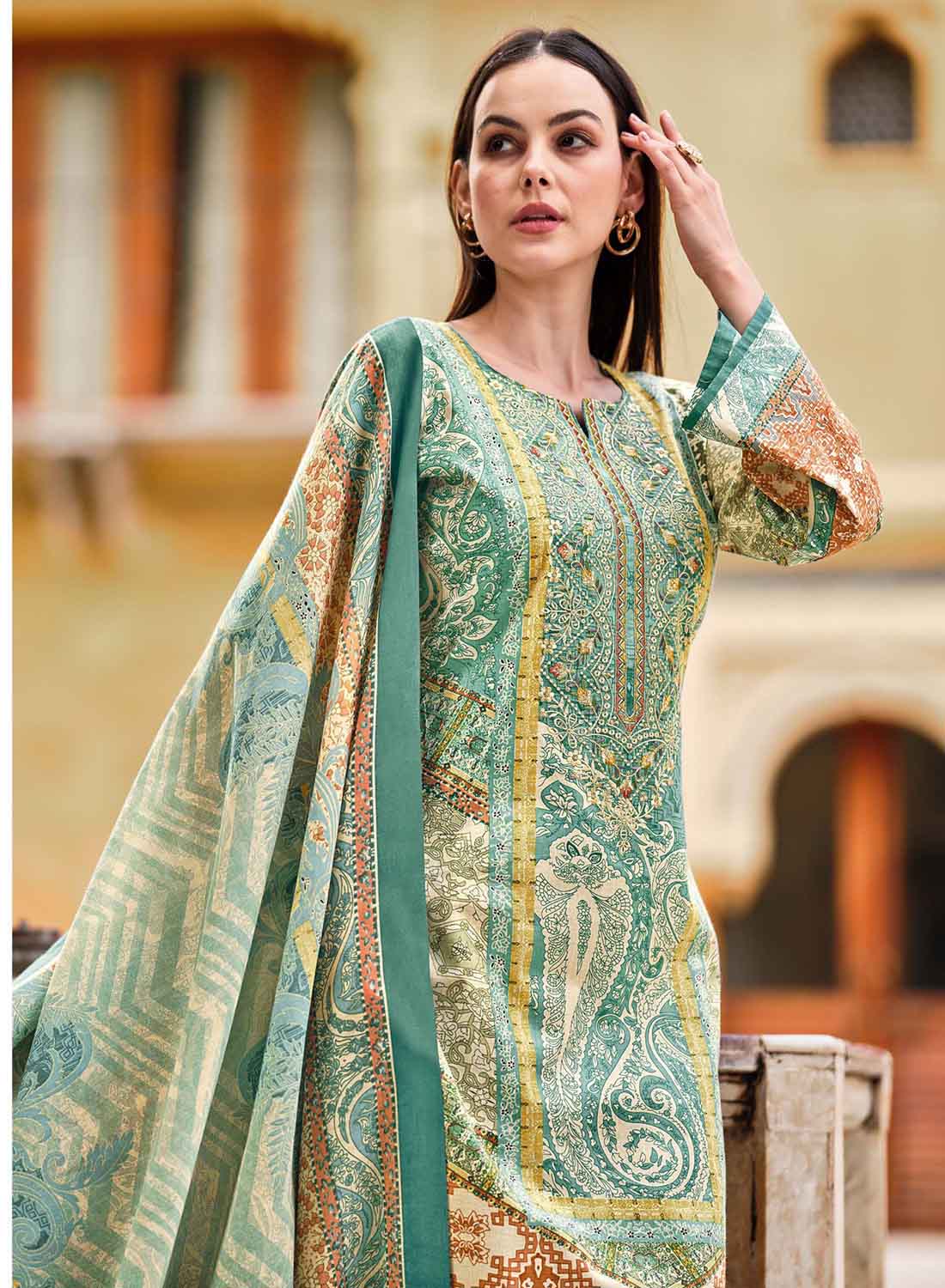 Pakistani Print Unstitched Pure Cotton Suit Dress Material for Women